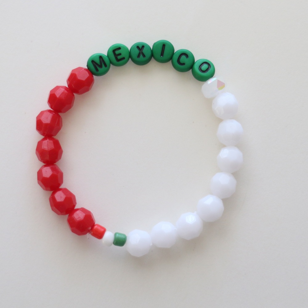 MEXICO bracelet Letter Beads green white red